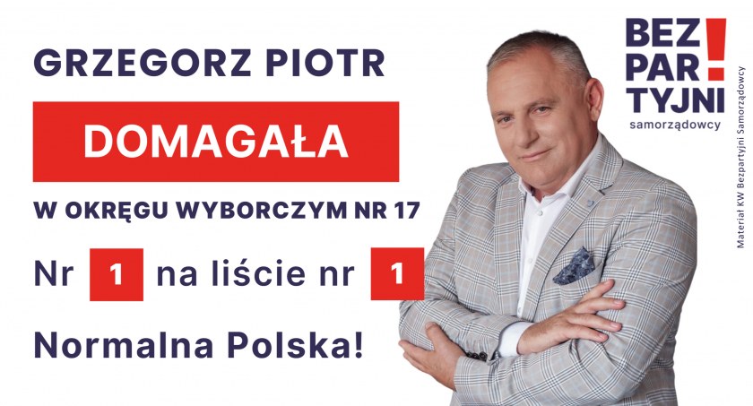 DOMAGAŁA GRZEGORZ PIOTR - OKRĘG WYBORCZY NR 17 - nr 1 na liście - Sejm 2023