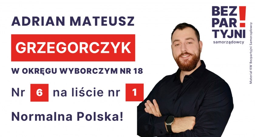 GRZEGORCZYK ADRIAN MATEUSZ - OKRĘG WYBORCZY NR 18 - nr 6 na liście - Sejm 2023