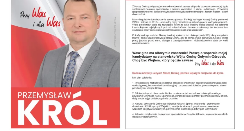 P. Król: Chcę wygrać w II turze wyborów na wójta gminy Gołymin-Ośrodek