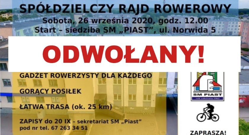 Spółdzielczy Rajd Rowerowy z SM Piast Złotów - odwołany