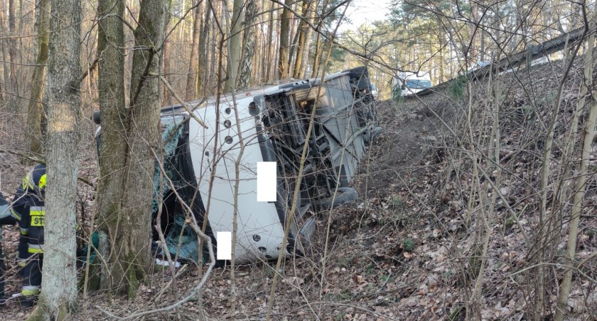Autobus wypadł z drogi