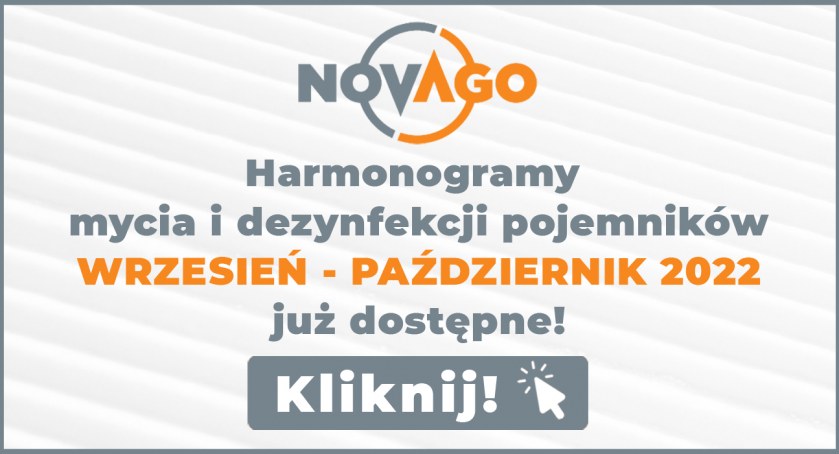Harmonogram mycia i dezynfekcji pojemników na terenie ZGK: wrzesień - październik 2022