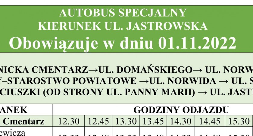 Bezpłatny transport dla mieszkańców Złotowa z okazji Wszystkich Świętych