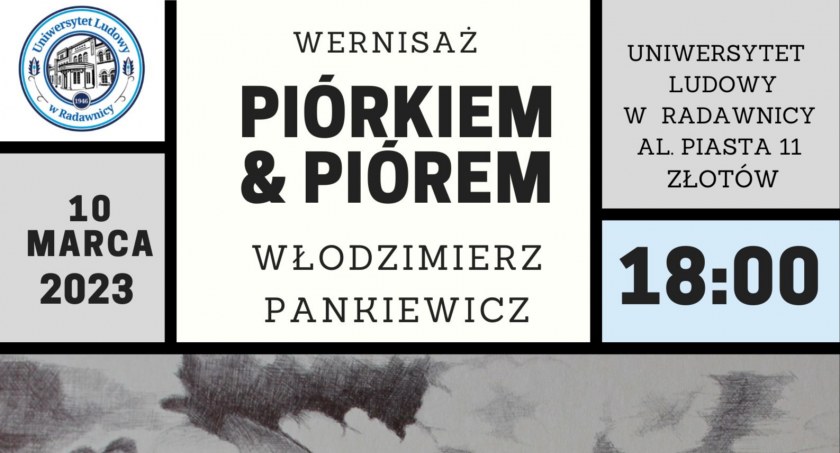 Zaproszenie na wernisaż wystawy prac Włodzimierza Pankiewicza w Złotowie