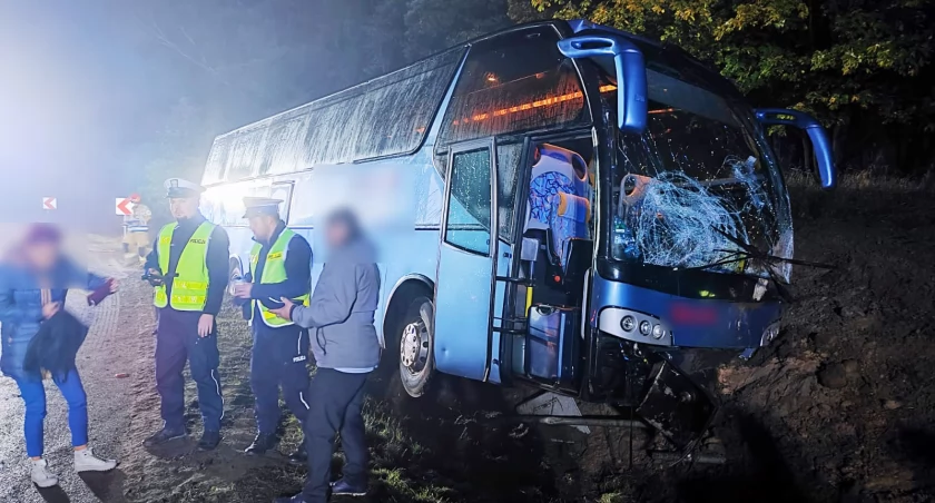 Autobus z dziećmi wypadł z drogi