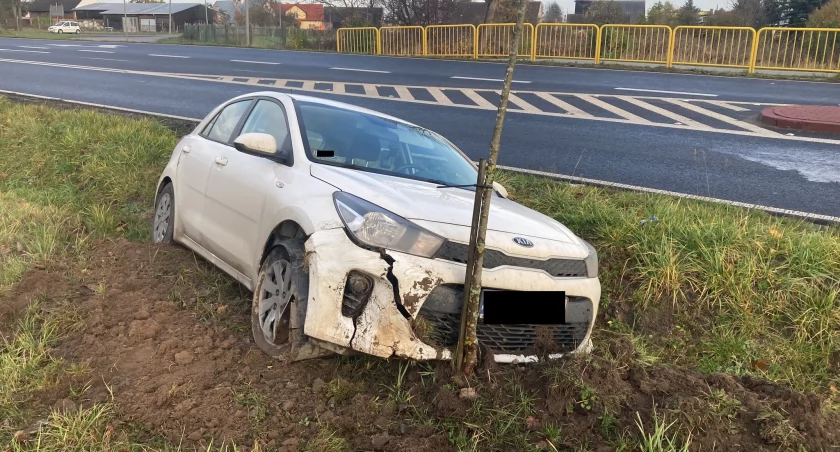 Zdarzenie na drodze krajowej. Auto wylądowało w rowie