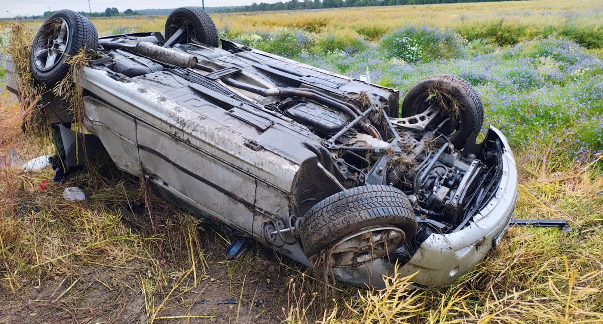 BMW w polu, ratownicy na miejscu. Wieczorny incydent na DK11