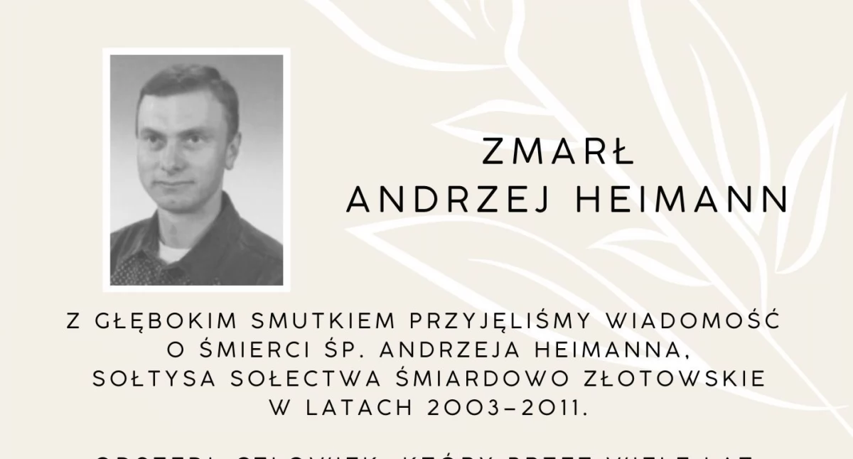 Zmarł Andrzej Heimann, były sołtys Śmiardowa Złotowskiego