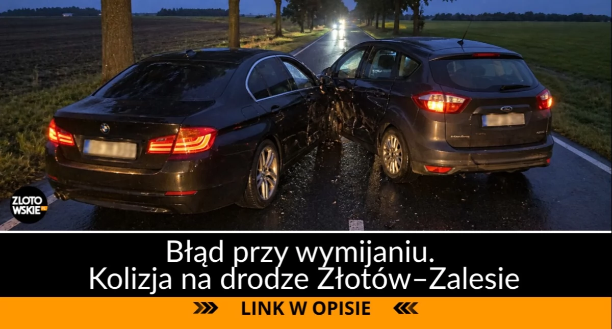 Błąd przy wymijaniu. Kolizja na drodze Złotów–Zalesie