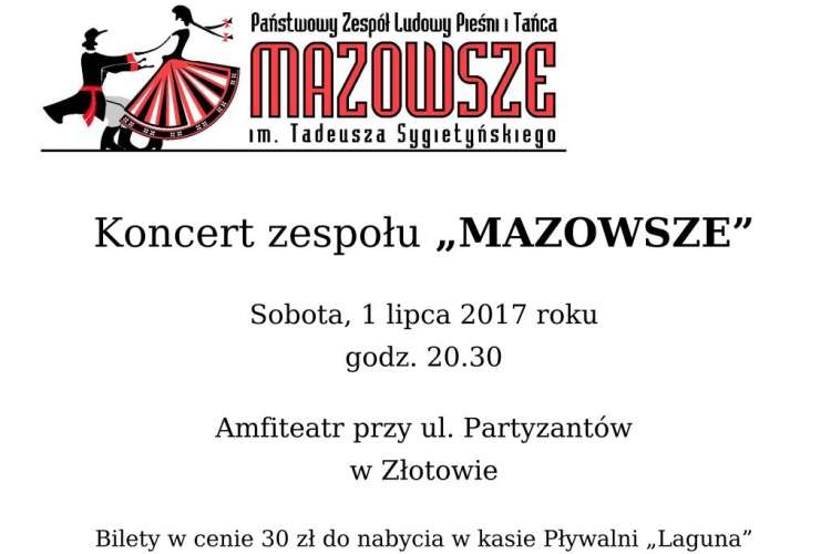 Bilety na koncert Państwowego Zespołu Pieśni i Tańca Mazowsze w Złotowie - już dostępne
