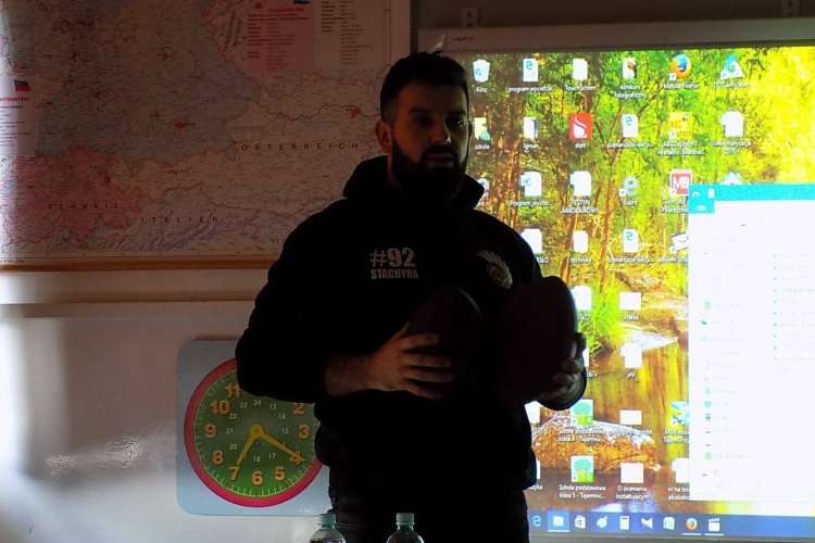 Jakub Stachyra - zawodnik Husarii Szczecin odwiedził swoją byłą szkołę