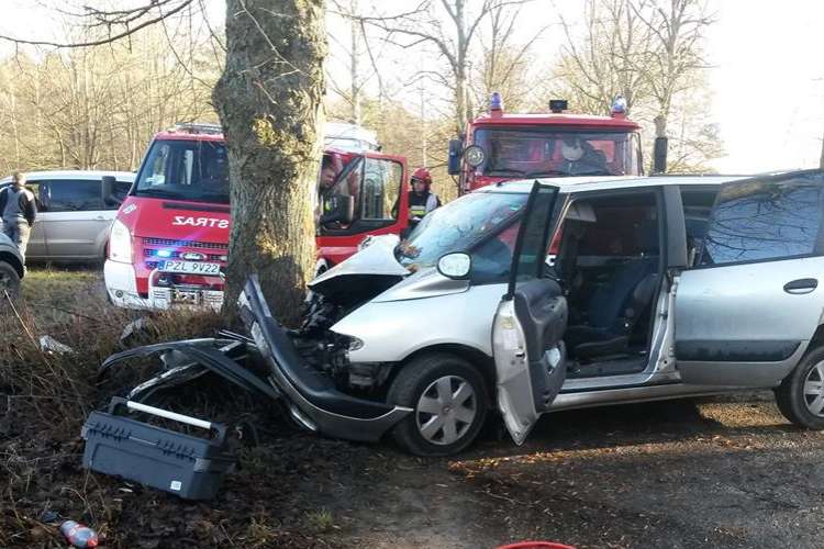 Wypadek! Osobówka uderzyła w drzewo