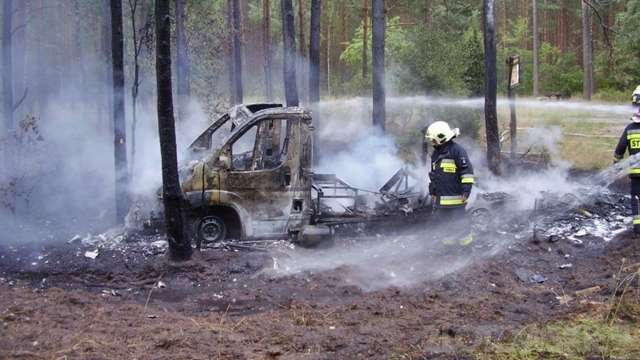 Camper spłonął w lesie