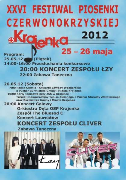 Zaproszenie na Festiwal Piosenki Czerwonokrzyskiej Krajenka 2012