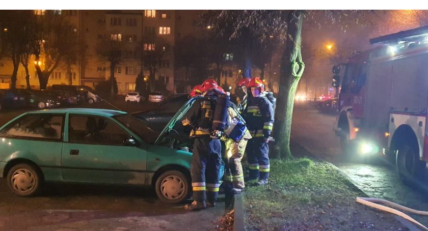 Pożar samochodu w Złotowie