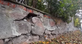 Mur się sypie, ale to drzewa są zagrożeniem