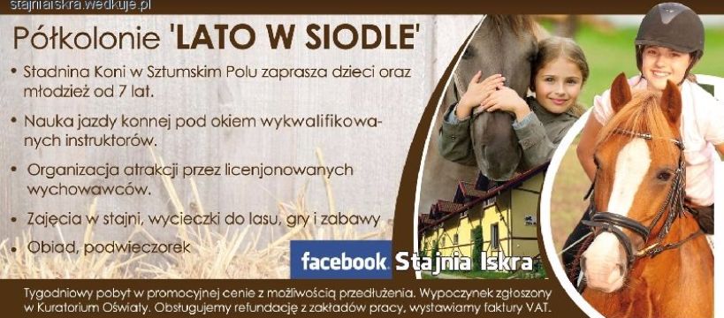 Półkolonie w siodle - Stajnia ISKRA, woj. pomorskie