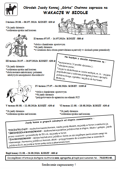 obóz jeździecki Górka Chełmno 2013