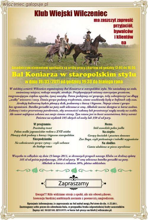 Bal Koniarza w staropolskim stylu - Klub Wiejski Wilczeniec