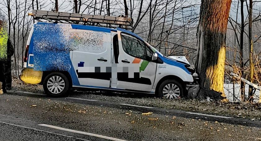Ślisko na drogach regionie. Pomiędzy Piechowicami i Sobieszowem citroen uderzył w drzewo.