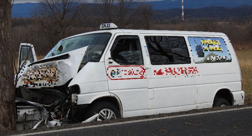 Na drodze Kowary - Karpacz bus uderzył w drzewo.
