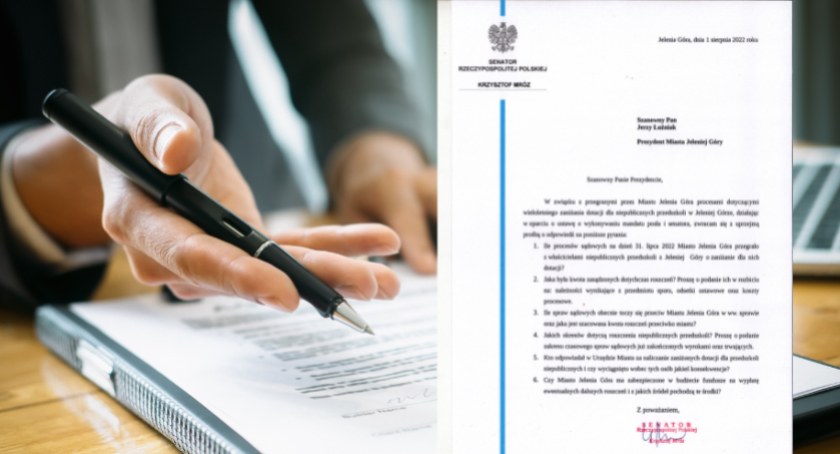 Senator Mróz zwraca się z pytaniami do Prezydenta Łużniaka i żąda odpowiedzi