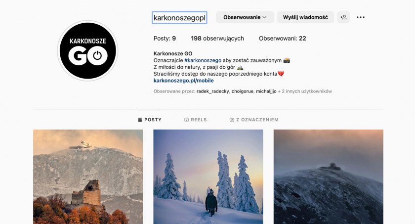 Instagram Karkonosze GO. Zaczynamy od początku
