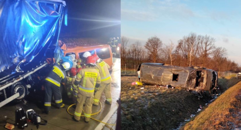 Feralny odcinek autostrady A4. Wczoraj śmiertelny wypadek, dzisiaj dachowanie busa