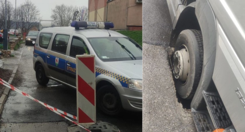 Dostawczakiem w studzienkę na ulicy Jasnej