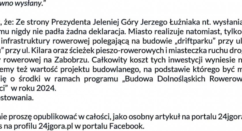 Sprostowanie w sprawie publikacji? Tu nie ma czego prostować