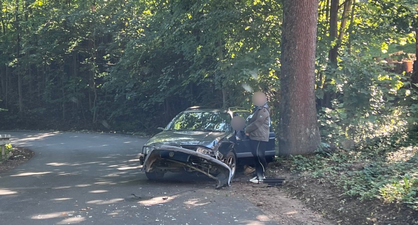 Sosnówka : Passatem w drzewo. Kierowca pod wpływem alkoholu