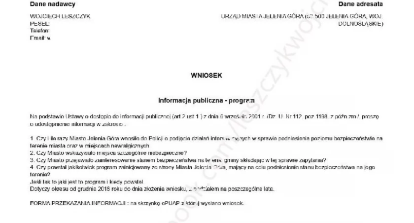 Jelenia Góra bez programu podniesienia poziomu bezpieczeństwa
