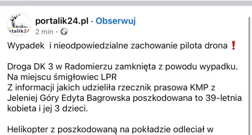 Kto utrudniał odlot śmigłowca LPR? Portalik kłamie