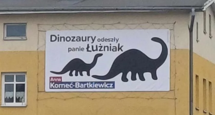 Kandydatka na Prezydenta o billboardach z dinozaurami