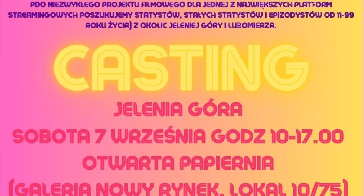 Zostań gwiazdą filmu. Casting do produkcji Warner Bros