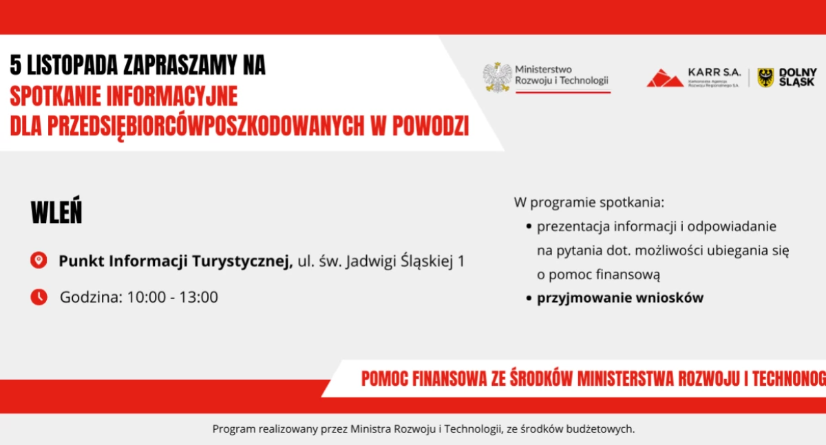 Wleń : KARR zaprasza przedsiębiorców poszkodowanych w powodzi na spotkanie