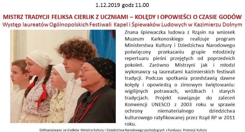 Spotkanie z cyklu Niedziela w Muzeum. Mistrz tradycji Feliksa Cierlik - kolędy i opowieści o czasie godów. 