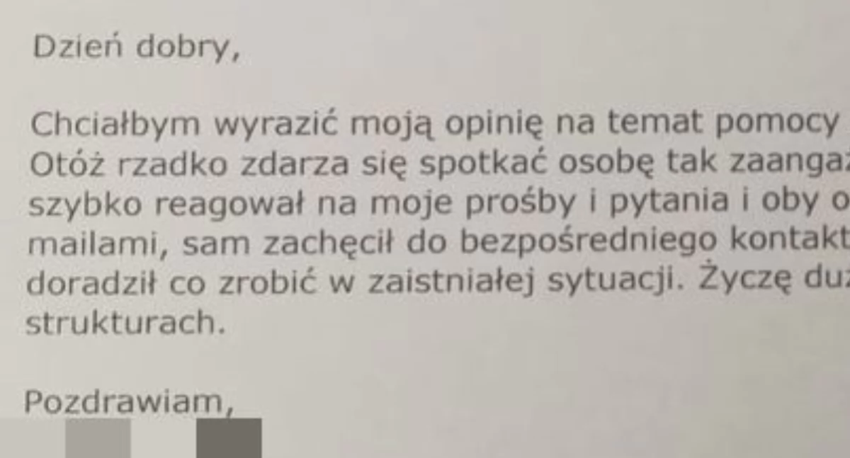 Mieszkaniec wdzięczny zaangażowanemu w swoją pracę policjantowi