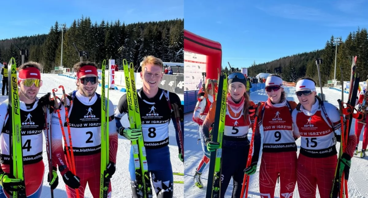 Mistrzostwa Polski w Biathlonie na Polanie Jakuszyckiej Celczyńska i Guńka górą w biegach ze startu wspólnego