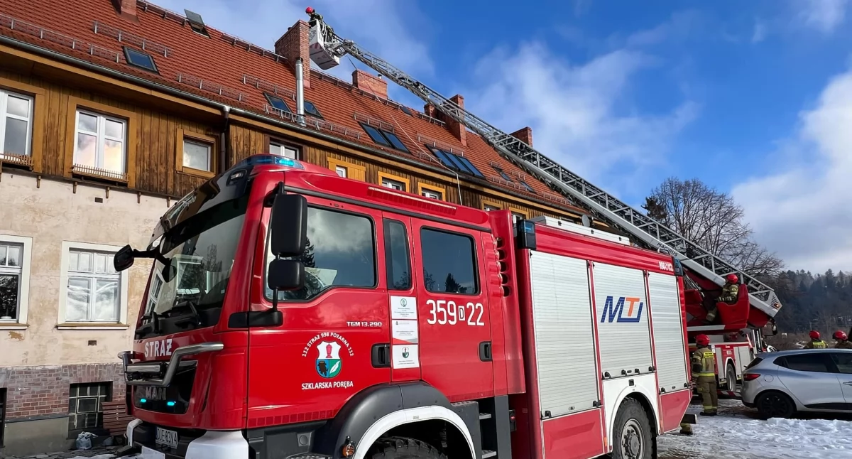 Pożar sadzy w kominie na ulicy Wolności w Szklarskiej Porębie – szybka reakcja strażaków zapobiegła tragedii