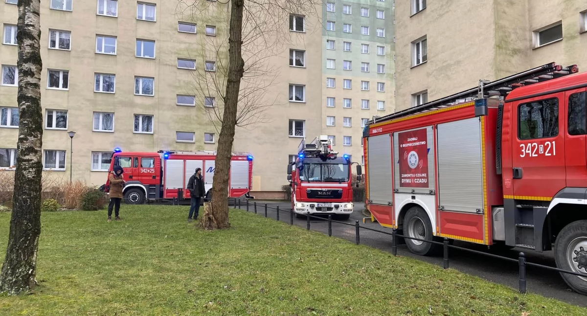 Pożar pralki w bloku na Bacewicz Strażacy w akcji