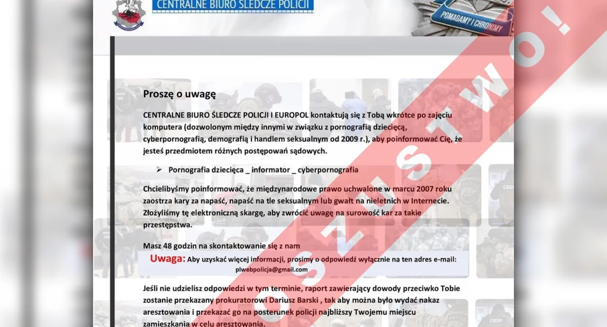 Uwaga!!! Po raz kolejny oszuści podszywają się pod policjantów CBŚP