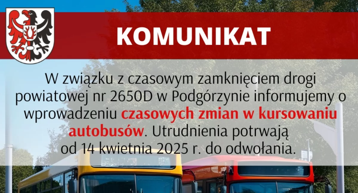 Zmiany w kursowaniu autobusów w związku z remontem drogi Cieplice – Podgórzyn