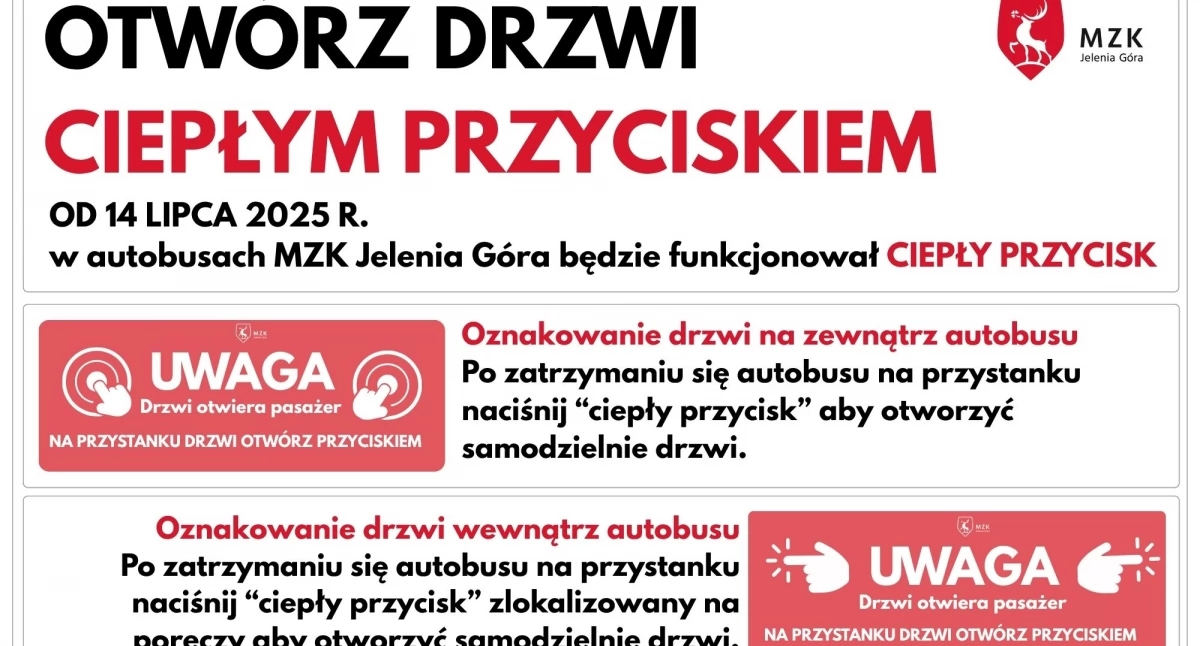 Ciepły przycisk w autobusach MZK Jelenia Góra