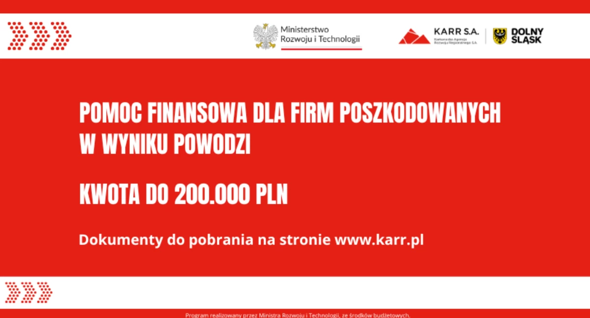 Do 200.000,00 złotych dla firm poszkodowanych w powodzi