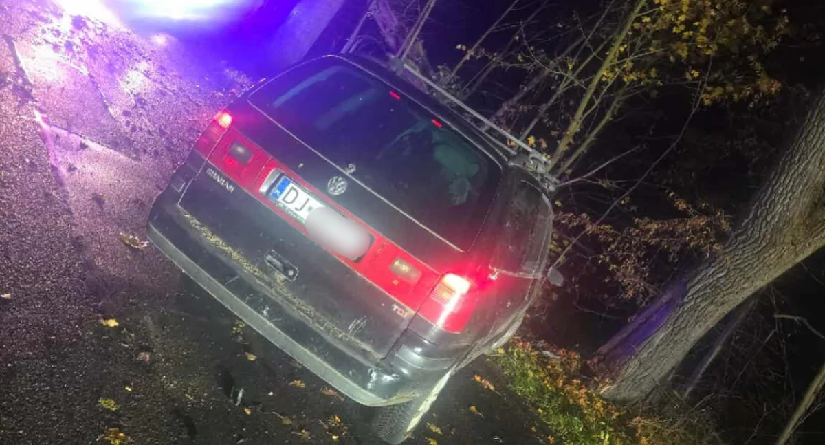 Volkswagen uderzył w drzewo na drodze do Piechowic. Na miejscu nie było nikogo