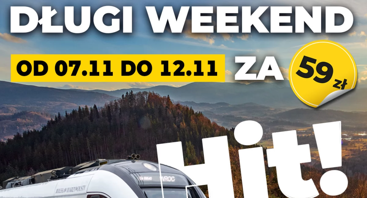 Weekendowy z dłuższą ważnością. Podróże bez limitu za 59 zł wracają w listopadzie