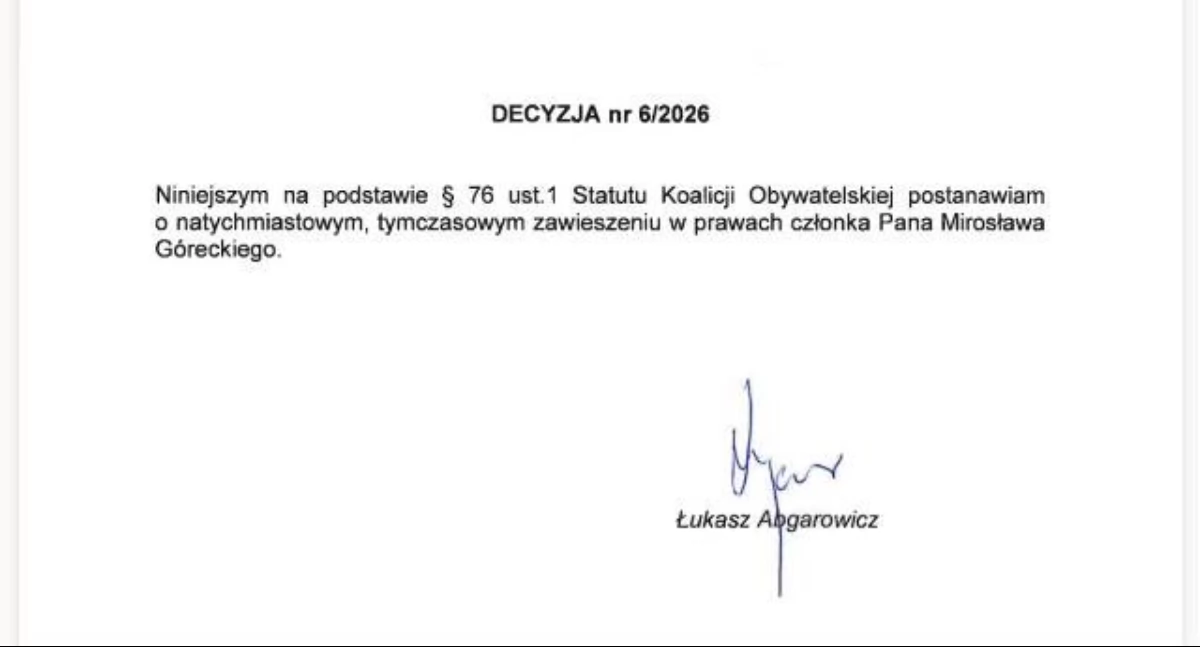Mirosław Górecki zawieszony w prawach członka Koalicji Obywatelskiej