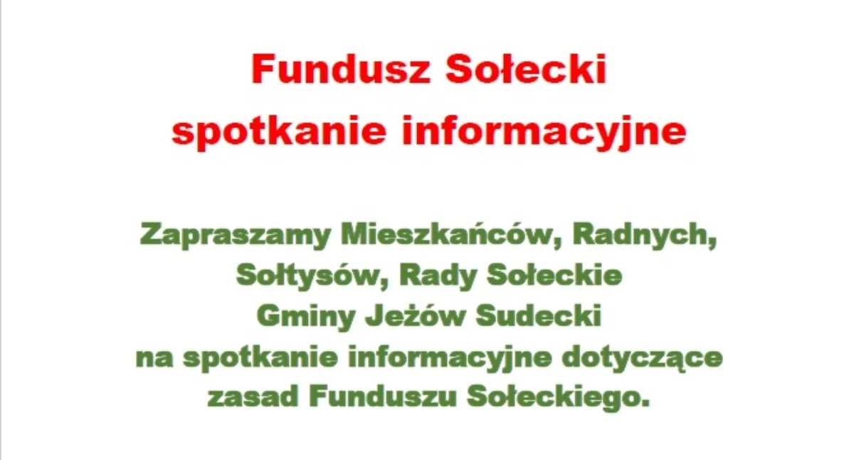 Kluczowe spotkanie w sprawie Funduszu Sołeckiego w Jeżowie Sudeckim już dziś