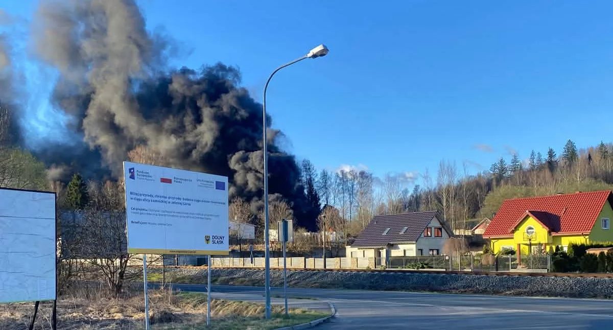 Pożar autobusu w Łomnicy.